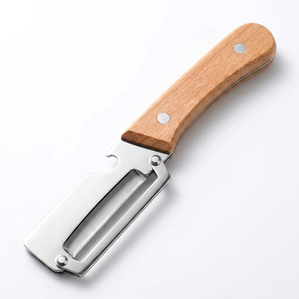 Éplucheur Premium Peelou — Acier Inoxydable & Bois de Hêtre